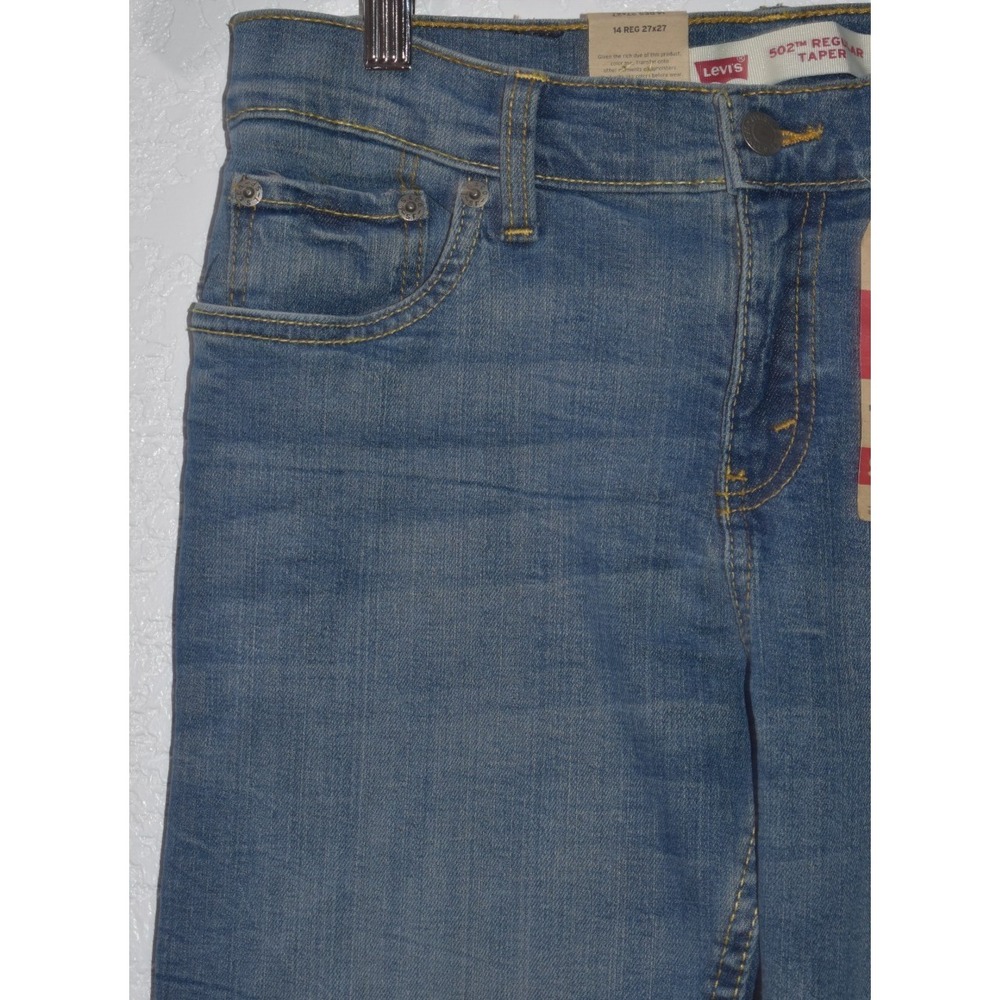 Levi's 502 Taper Stretch Regular Fit Jeans Med. Wash Boy Size 14R 915502 27 X 27 - Picture 7 of 16